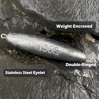 Trolling Weights Inline Fishing Weights Sinkers Double Ringed Weights for Saltwater Freshwater Fishing Get Lures Deeper 1oz to 5oz - style: Mixed-9pcs