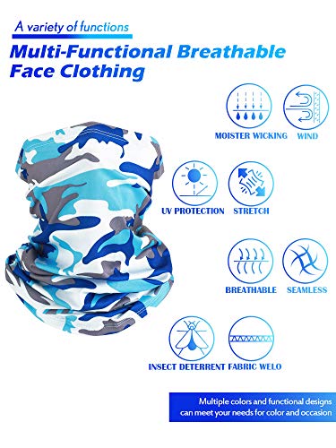 SATINIOR Summer Camo Neck Gaiter UV Protection Cooling Face Mask Sun Hood Bandanas for Men Women Sunscreen Breathable Bandana - style: Camo Style