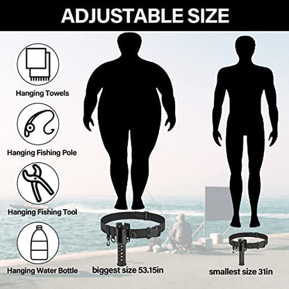 Fishing Wading Belt Rod Holder Adjustable Wader Waist Belt for Fly Surf Casting Spinning Pole Fishing Tool Tackle (Black) - color: Black