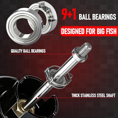 Sougayilang Free Spool Spinning Reel – 30LB Drag, 4.9:1 Gear Ratio, 9+1 Bearings, CNC Aluminum Spool, Large Line Capacity for Surf, Offshore, Catfish, Shark, Redfish - size: SSY10000