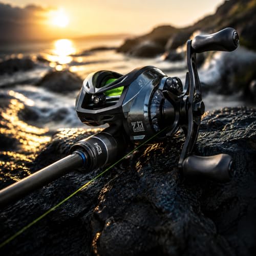 DC Baitcasting Reel with Smart Digital Brake, Anti-Backlash Fishing Reel with Signature DC Sound, Easy-Control 7.1:1 Baitcaster for Beginners & Bass Fishing
