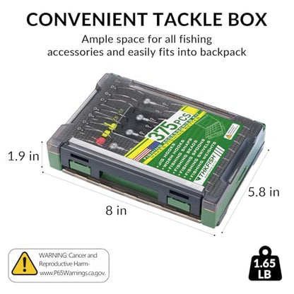 THKFISH 375pcs Fishing Accessories Kit, Double sided Organized Fishing Tackle Box with Tackle Included Hooks, Weights Sinkers, Bass Fishing Gear Gifts