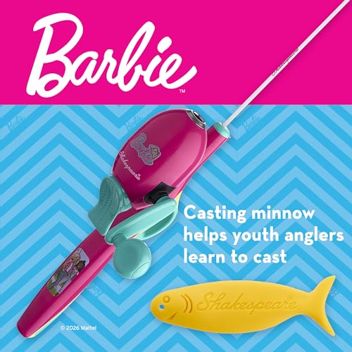 Shakespeare Youth Fishing Reel and Rod Combo - color: Mattel Barbie Beginner