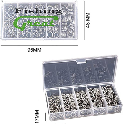 GREATFISHING 200PCS High Strength Heavy Stainless Steel Split Ring Lure Connector Swivels Snap with Fishing Pliers 30lb to 120lb Test - color: 200pc 5-9MM Ring With Plier