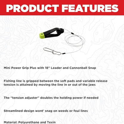 Scotty #1181 Mini Power Grip Plus Line Release, 18-Inch Leader w/Cannonball Snap - size: Small (Pack of 12)