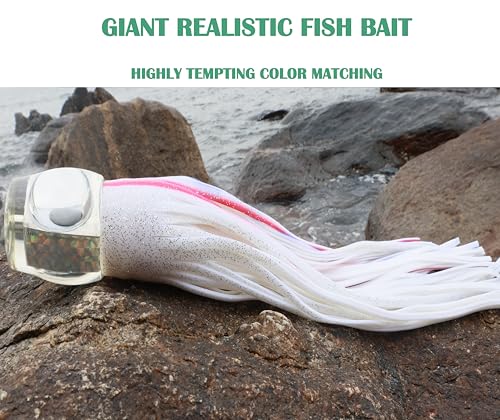 13.4Inch Fishing Trolling Lures Saltwater Trolling Skirted Lures Offshore Big Game Artificial Fishbait for Tuna Marlin Deep Sea Octopus Squid Skirts Rigged Hooks - color: colourB kit