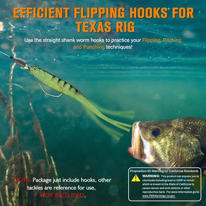 Dovesun Weedless Hooks Worm Hooks Weedless Hooks for Bass Fishing Texas Rig Hooks 30PCS Professional V Fishing Hooks for Freshwater Saltwater 3/0