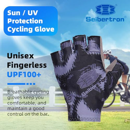 Seibertron S.P.S.G-1 UPF100+ Sun/UV Protection Touchscreen Adult & Youth Glove - color: 1/2 Finger Black, size: XS Youth