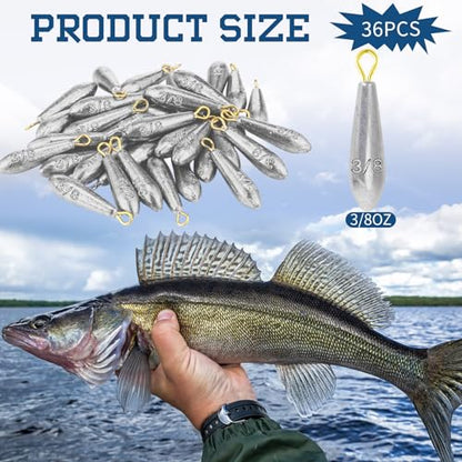 Landhoow Drop Shot Fishing Sinker Weights Kit Freshwater Catfishing Fishing Sinker Bass Casting Removable Line Saltwater Streamlined Snap Weight for Trolling Surf Tackle - size: 3/8 oz