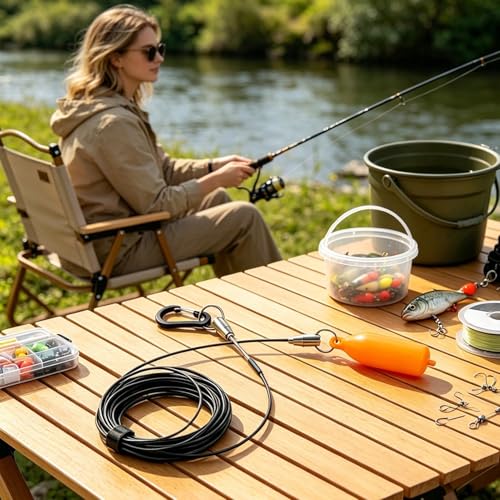 Stringer Fishing Stainless Steel Rust Proof Heavy Duty | Kayak Fishing Wading Stringer for Outdoor Kayak Shore Boat Pier Anglers Fishermen Father - color: 4 meters