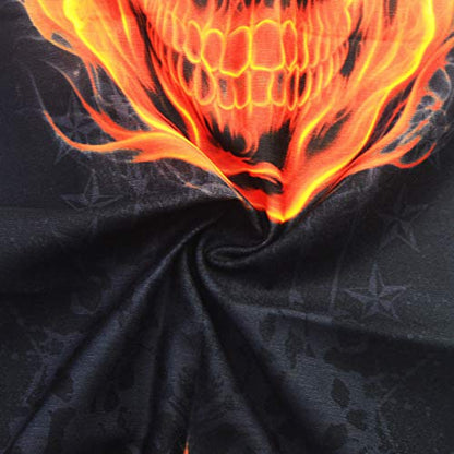 Obacle Bandana Face Mask Neck Gaiter Tube Mask Men Women for Sun Dust Protection - color: Skull Deep Gold Fire