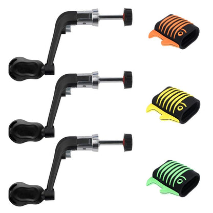 Fishing Reel Replacement Handle with Knob Covers, Spinning Casting Baitcaster Reel Grip Parts Universal Rocker Arm Non-Slip Rubber Sleeve - color: Black Handles & Fish-shaped Knob Covers