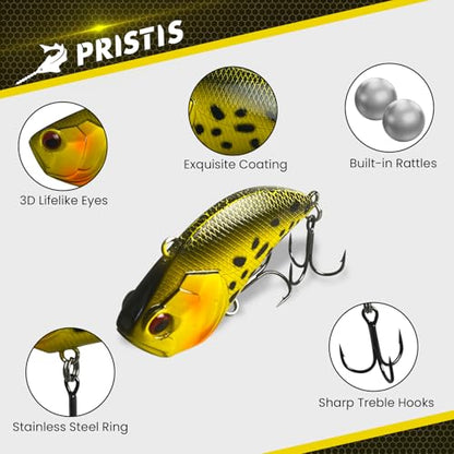 Pristis Jig Head Fishing Lures for Freshwater Saltwater, Weedless Swim Jig Teasers with Sharp Hooks & Exquisite Coating, Pre-Rigged Vibrating Swimbaits Kit Gear for Bass Crappie Walleye Trout Pike - color: 3 pcs Lipless Crankbaits Color Set