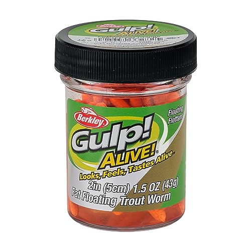 Berkley Gulp! Alive! Fat Floating Trout Worm Fishing Soft Bait - color: Fluorescent Orange