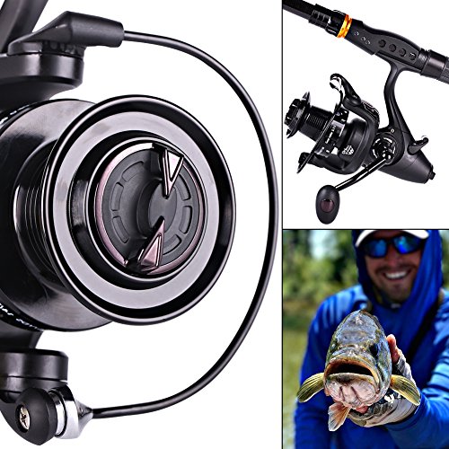 Sougayilang Spinning Fishing Reel 12+1BB Metal Body Smooth Carp Spinning Reels for Saltwater Freshwater Fishing - color: BE5000