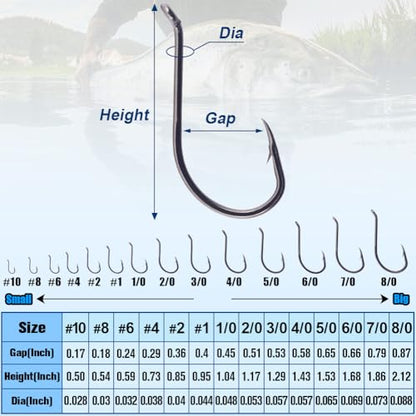 Octopus-Hook-Fishing-Beak-Circle-Hooks-Freshwater-Red-Black-100-50 Pack - color: 2-Black, size: Size:5/0 50-Pack
