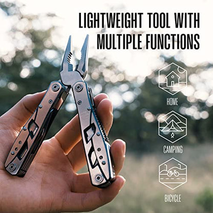 Multitool Plier - 12 In 1 Stainless Steel Pocket Multi Tool With Durable Sheath For Camping, Survival Gear - Safety Locking Camping Accessories With Cutter, Bottle Opener, Screwdriver by Hayvenhurst - style: Plier Multitool