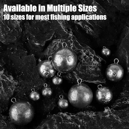 Dr.Fish Cannonball Sinkers Saltwater Lead Fishing Weights Round Ball Sinkers Trolling Downrigger Weights Bottom - size: 3oz-5 Pack