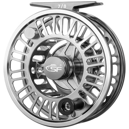 SF SF-003 Pro Fly Fishing Reel for Freshwater,CNC Precision Machining Process,Mid Arbor Design,Smooth Drag System,Lightweight Aluminum Body - size: 7/8wt, style: Gunmetal Gray