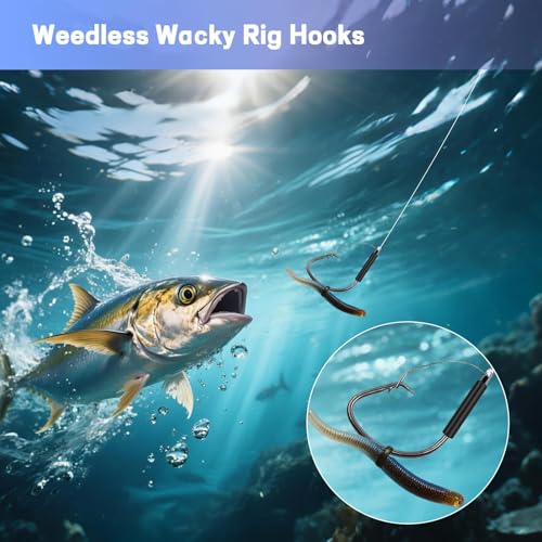 Natufish 25-Pack 2X Strong Weedless Wacky Rig Hooks - Ultra Sharp Neko Rig Circle Weedless Hooks for Bass & Catfish,Saltwater & Freshwater - color: 1#_25PCS