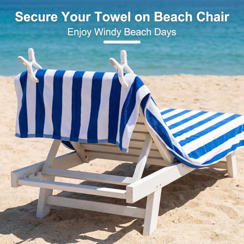 Amyhill 12 Pack Beach Towel Clips Extra Large 6.3 Inch Pool Towel Clips for Chairs Pool Cruise Pontoon Boat Jumbo Windproof Heavy Duty Blanket Clamps Holder for Clothes Pegs Hanging Outdoor, White