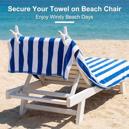 Amyhill 12 Pack Beach Towel Clips Extra Large 6.3 Inch Pool Towel Clips for Chairs Pool Cruise Pontoon Boat Jumbo Windproof Heavy Duty Blanket Clamps Holder for Clothes Pegs Hanging Outdoor, White
