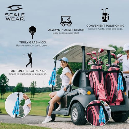Magnetic Microfiber Waffle Golf Towel – Large 16"x24" Clean Golf Club Ball Magnet Clip to Hang on Bag Cart Strong Premium Strength Ultra Absorbent Gear Men (Flamingo Palms) - color: Flamingo Palms