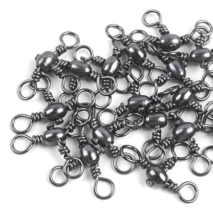 OROOTL 3 Way Swivel Fishing Tackle, 30 Pack Crossline Barrel Swivels Stainless Steel T-Turn Three Way Fishing Swivels Black Nickel Triple Swivel for Catfish Rig Saltwater Freshwater - size: 7#-30PCS