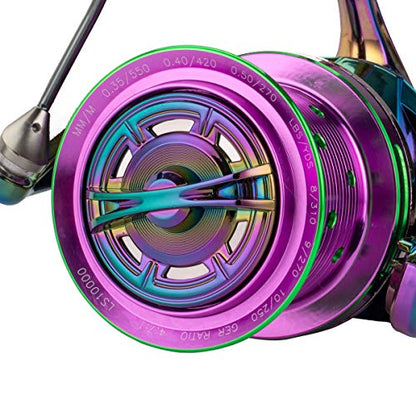 Diwa Spinning Fishing Reels 70 LBS Max Drag Power 18+1 Stainless BB Metal Body Casting Fishing Wheel 8000 10000 12000 Spool Series Freshwater Saltwater Big-Game Surf Ultra Smooth Spinning Reel - style: 10000