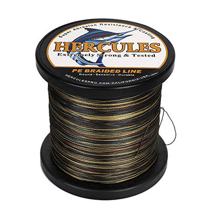 HERCULES Cost-Effective Super Strong 4 Strands Braided Fishing Line 6LB to 100LB Test for Salt-Water, 109/328 / 547/1094 Yards (100M / 300M / 500M / 1000M), Diam# 0.08MM - 0.55MM, Hi-Grade - color: Camouflage, size: 60LB(27.2KG)-0.40MM-1094YDS(1000M)