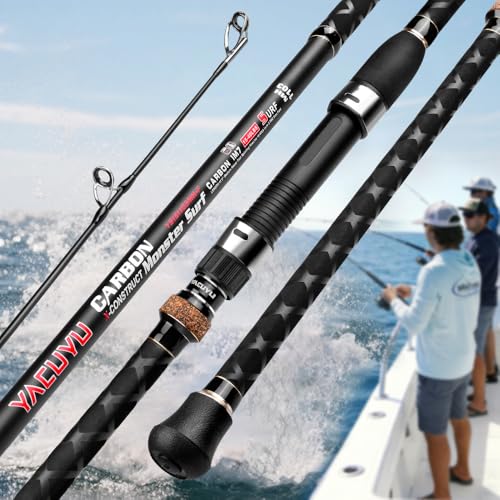 PROBEROS Surf Fishing Rod - Casting Spinning Fishing Rods with Tube(Case) 3 Piece 9'/10'/11'/12' Carbon Saltwater Travel Surf Spinning Rods - size: 9'-Spinning-3pc