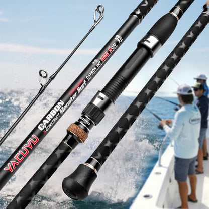 PROBEROS Surf Fishing Rod - Casting Spinning Fishing Rods with Tube(Case) 3 Piece 9'/10'/11'/12' Carbon Saltwater Travel Surf Spinning Rods - size: 9'-Spinning-3pc