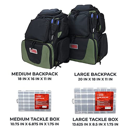 OSAGE RIVER Fishing Backpack, Fits 4 Large Tackle Boxes MOLLE Webbing Rod Holder Waterproof Cover, Includes Pliers Flashlight - color: With Accessories, size: Medium