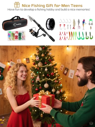 Fishing Pole Kit, Carbon Fiber Telescopic Fishing Rod and Reel Combo with Spinning Reel, Line, Bionic Bait, Hooks and Carrier Bag for Adult Teens Beginners - size: 1Pack 5.91ft