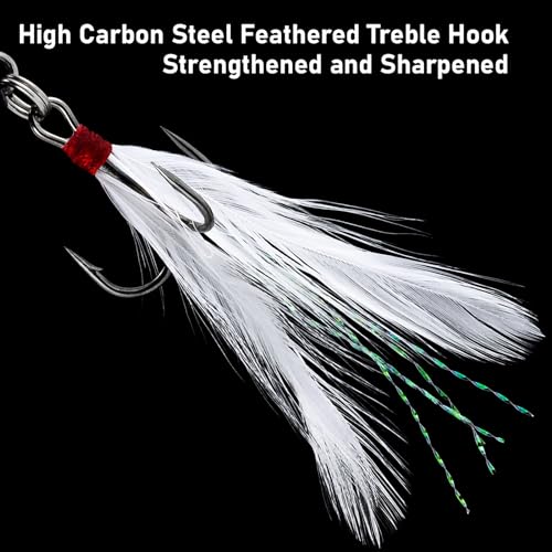 Dr.Fish 10 Pack Fishing Spinner Inline Spinner Lures Single Hook Trout Spinnerbait Lures Kits Bass Crappie Salmon Panfish Walleye Freshwater Stream - color: Feathered Treble Hook Kit, size: 1/8oz-#10