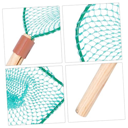 Totority Wood Handle Fishing Net 30cm Large Mesh Landing Net Portable Wear-Resistant Handheld Fishing Basket for Freshwater Fish Catching