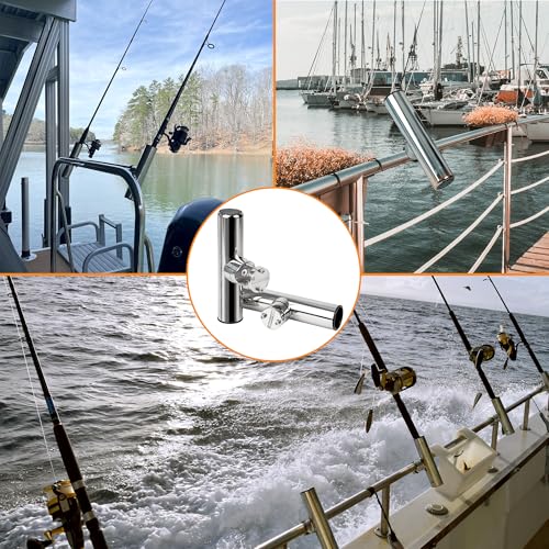 2 Pack Fishing Rod Holders for Boat Rail Mount, Stainless Steel Clamp on Rod Holder for Marine Boat, Fishing Boat, Pontoon, Jon Boat - style: Fit 1"to1-1/4" Rail Upgrade