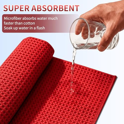 Fishing Towel with Clip,16" X 16",Waffle Pattern Effective Cleaning of Fishing Gear Accessories,Microfiber Absorbent Camping Towel for Men,Hiking Towel,Golf Towel,Red - color: Red