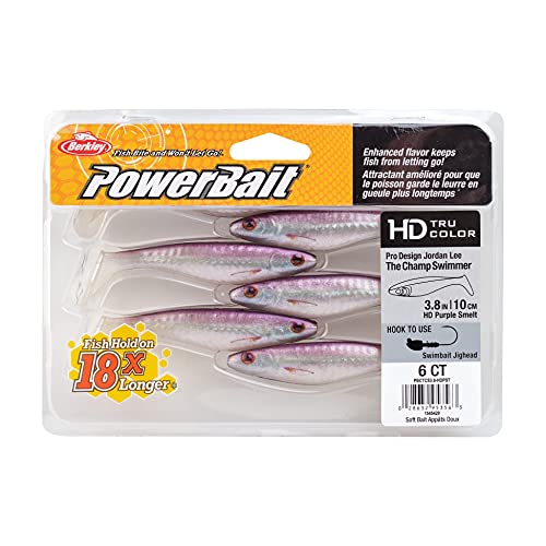 Berkley PowerBait The Champ Swimmer Fishing Soft Bait - color: HD Purple Smelt, size: 3.8"
