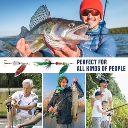 Rooster Tail Fishing Lures – Inline Spinner Baits Kit for Trout, Bass & Salmon – Effective in Freshwater, Streams & Fast Currents - color: 10pcs-style A