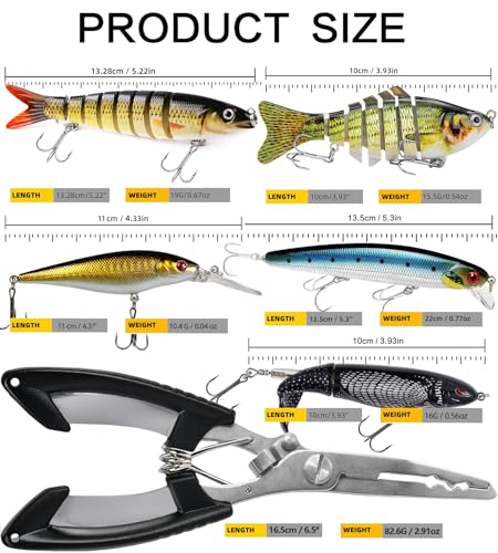 6PCS Fishing Lures for Freshwater or Saltwater,Topwater Fishing Lures, Multi Jointed Swimbaits, Amazing Fishing Gear Gifts for Family Fishing, Lifelike Slow Sinking Swimming