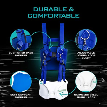 GAFFER SPORTFISHING Adjustable Fishing Belt & Shoulder Harness - Safety Buckle with Foam-Padded Straps Fish Rod Holder - color: Shoulder Harness - Blue