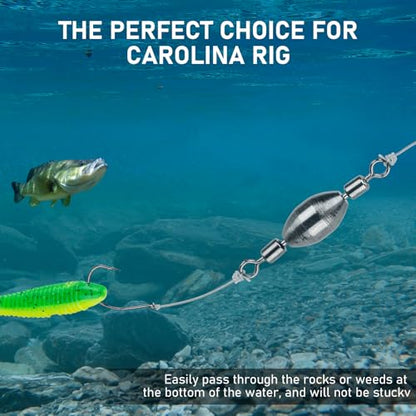 THKFISH Brass Fishing Sinker Swivel, 5 Size Trolling Sinkers Swivel Weights Quick Set Up Lead Fishing Sinker with Inner Swivel Rolling for Fishing Saltwater Freshwater,1/32-1/2 OZ - size: 1/2OZ-10PCS