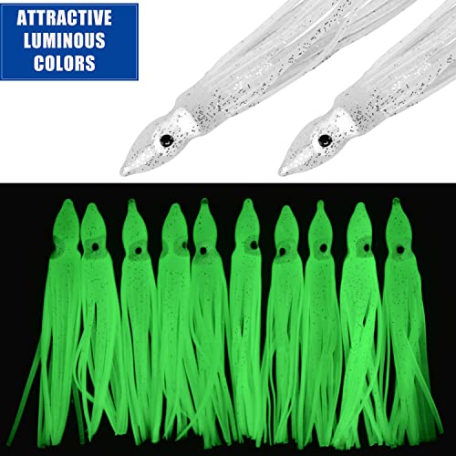 Fishing Squid Skirts Lures, 50pcs Octopus SkirtsTrolling Lure Soft Lures Plastic Fishing Bait for Bass Salmon Trout
