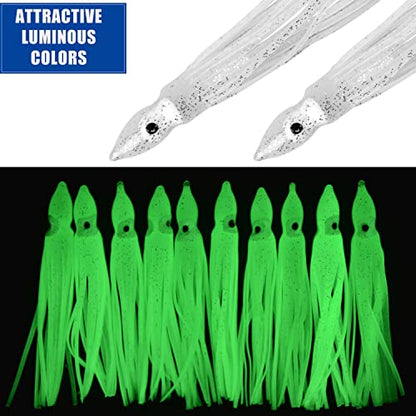 Fishing Squid Skirts Lures, 50pcs Octopus SkirtsTrolling Lure Soft Lures Plastic Fishing Bait for Bass Salmon Trout