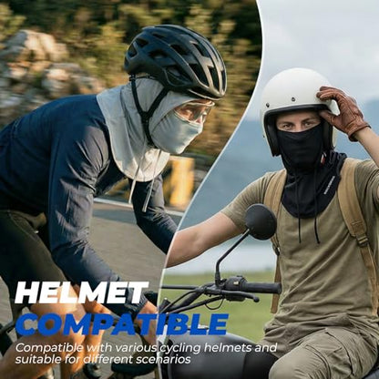 ROCKBROS Cooling Balaclava Face Mask 3 in 1 Full Face Mask for Summer with Ear Loops Neck Gaiter Sun UV Protection - color: Black+white+lightgray
