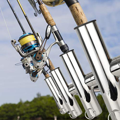 AMYSPORTS Stainless Steel Trolling Rod Holder Clamp Side Mount Fishing Pole Holders Adjustable Kayak Rail Rods Supporters Boat Sailboat for Boating