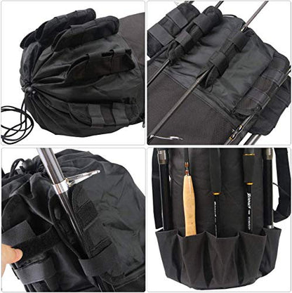 SILANON Fishing Rod Bag Pole Holder, Portable Fishing Rod Case Carrier Canvas Pole Storage Bag Travel Carry Case Waterproof Fishing Tackle Gear Organizer - color: Black