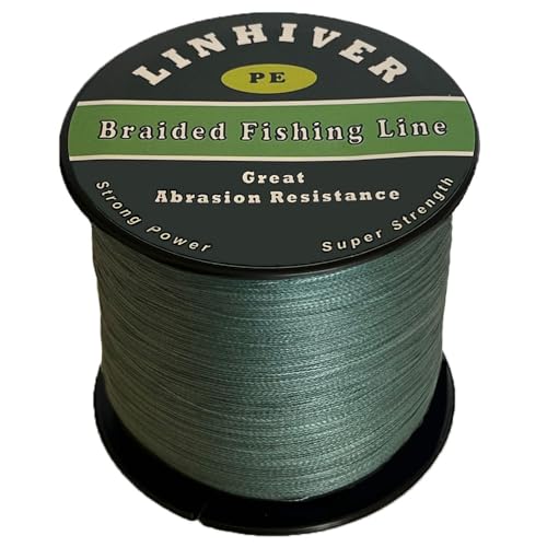 Braided Fishing Line, Strong Power, Great Abrasion Resistance, Thin Diameter, No Stretch, Low Memory and High Sensitivity(164/328/547/1093Yds) 10/15/20/30/40/50/60/70/80/100LB,4/8 Strands - color: Dark Green, size: 60LB-0.4mm-547YDS(500M)-4 Strands