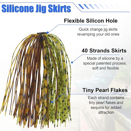 Spinner Bait Skirt Jig Skirts Replacement DIY Fishing Lure Making Supplies Soft Skirt for Spinnerbaits Bass Fishing Jigs Buzzbait Squid Jigs Fishing Lure Skirts - style: A-skirts-6pcs